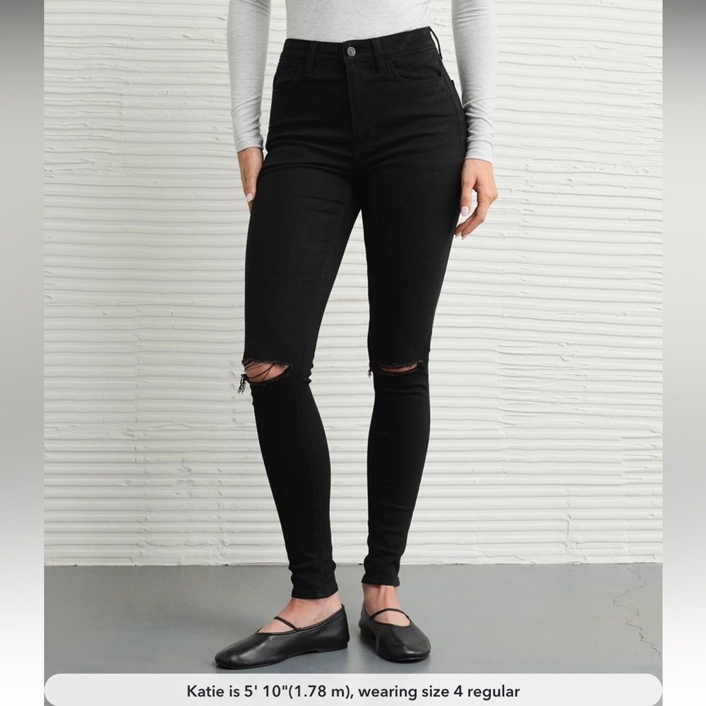 American Eagle Outfitters Black Skinny Jeans super high waisted